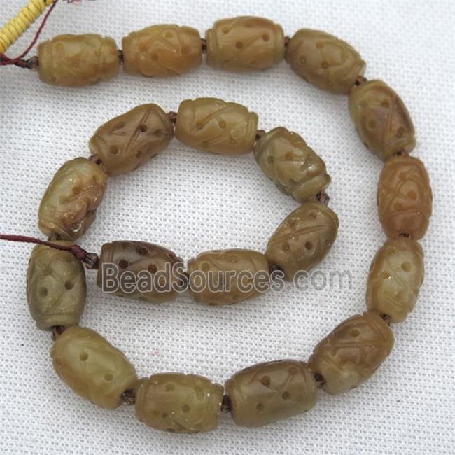 Chinese Agalmatolite barrel beads