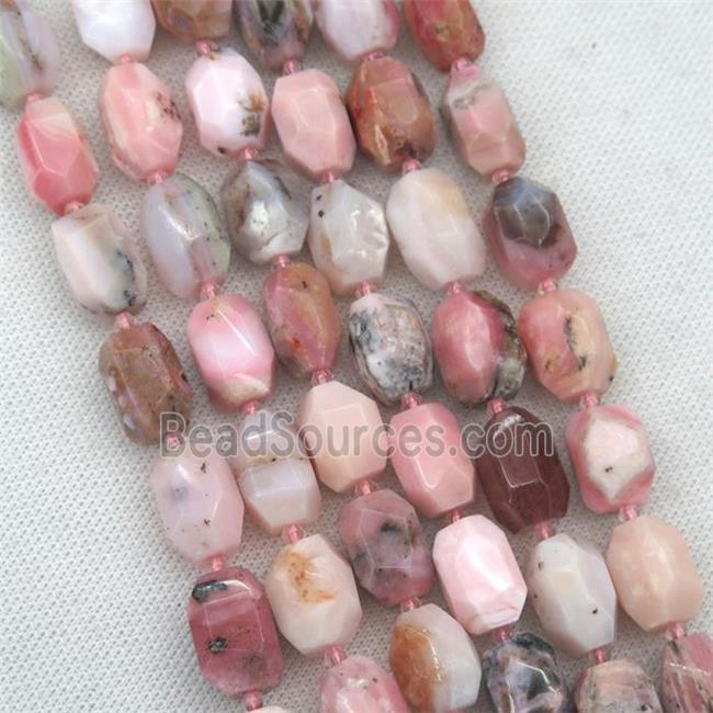 Pink Opal Jasper nugget beads, faceted freeform