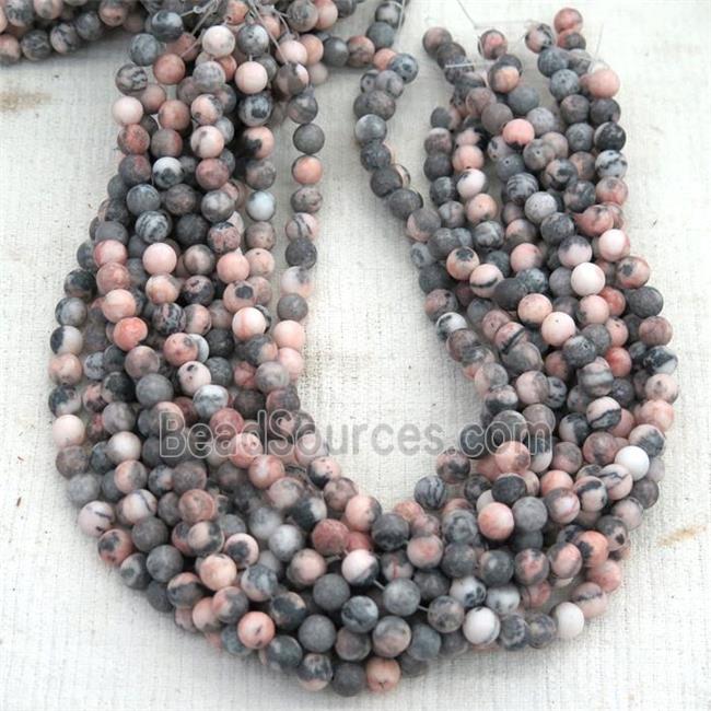 matte round Pink Zebra Jasper beads