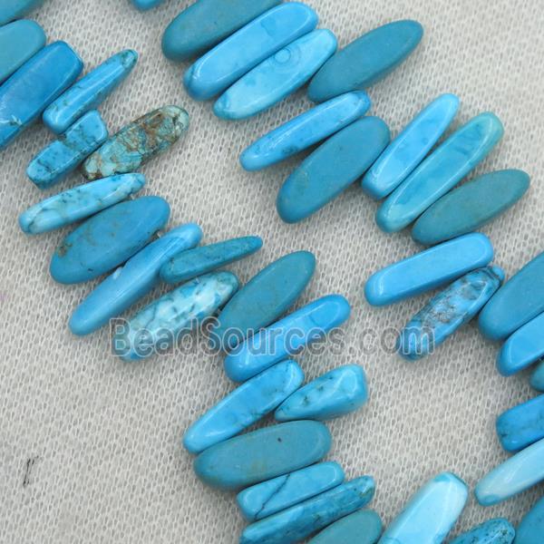 blue Turquoise stick beads, top-drilled