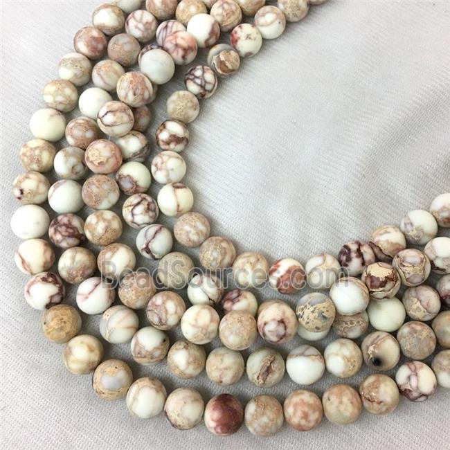 round matte white Sea sediment jasper beads