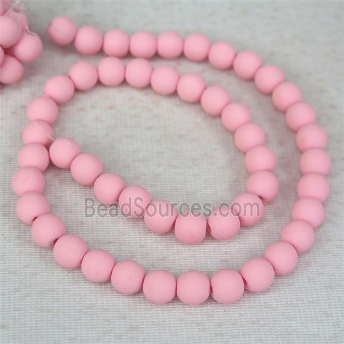 round pink Fimo Polymer Clay Beads