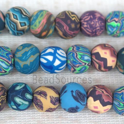 round Fimo Polymer Clay beads, multi color