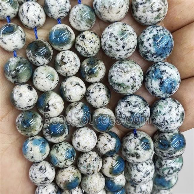 Natural K2 Jasper Beads Blue Smooth Round