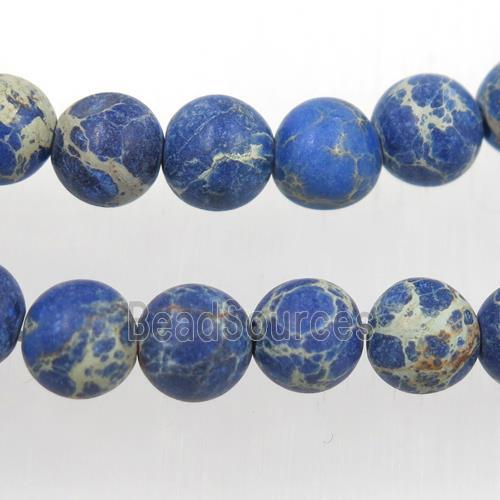 matte round Sea sediment jasper beads, lapis