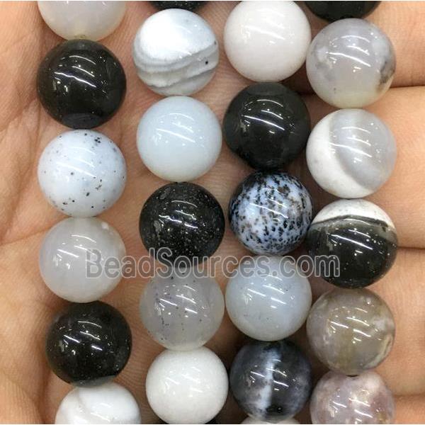 white and black agate beads, round