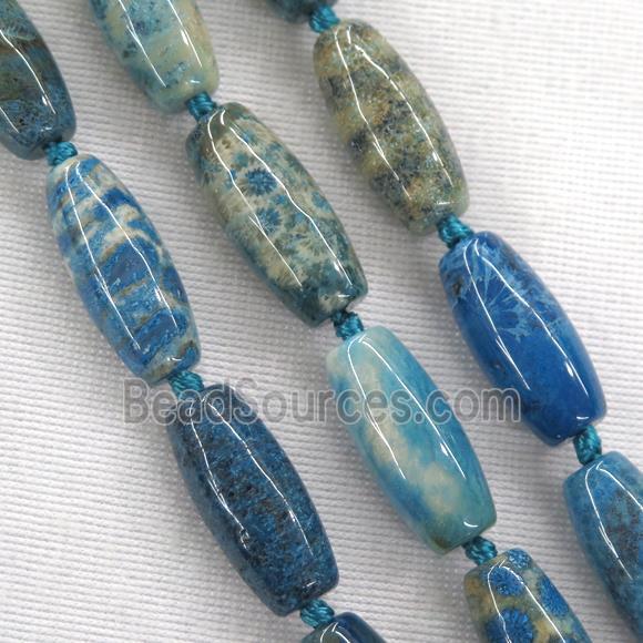 Blue Coral Fossil Rice Beads
