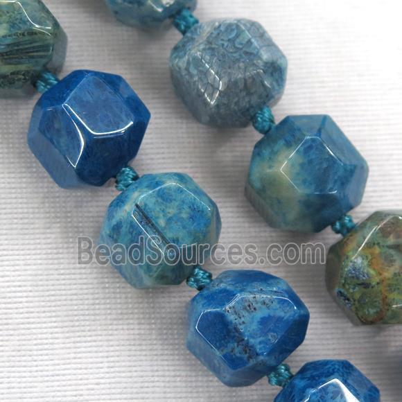 blue Coral Fossil beads, faceted round