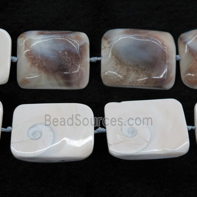 Shell Fossil beads, rectangle