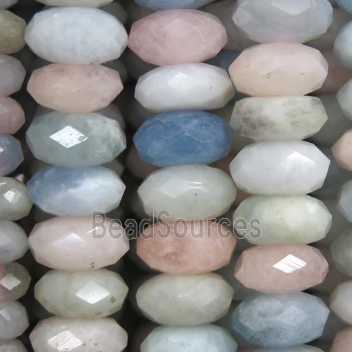 Morganite beads, faceted rondelle