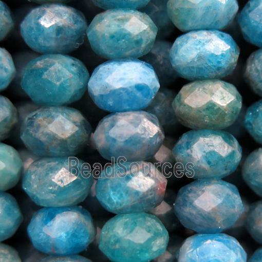 blue Apatite bead, faceted rondelle