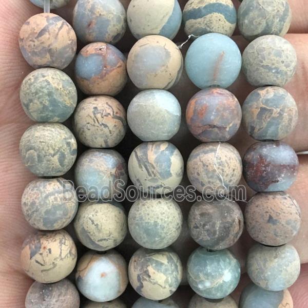 round matte Sea sediment jasper beads