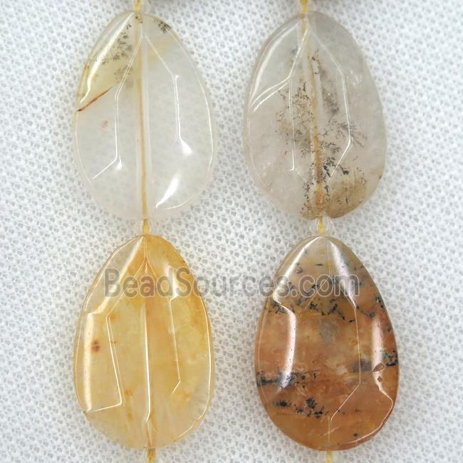 Landscape Quartz beads, faceted teardrop