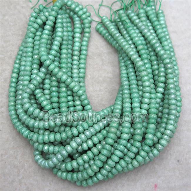 green Jasper beads, faceted rondelle, light plated