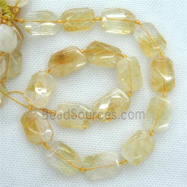 yellow Citrine beads, faceted rectangle