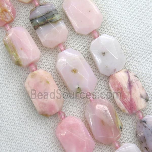 Pink Opal Jasper beads, faceted rectangle