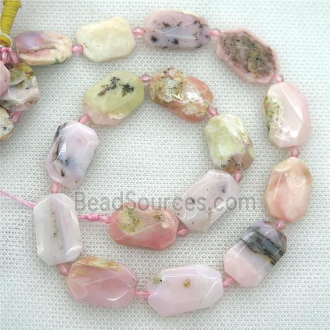 Pink Opal Jasper beads, faceted rectangle