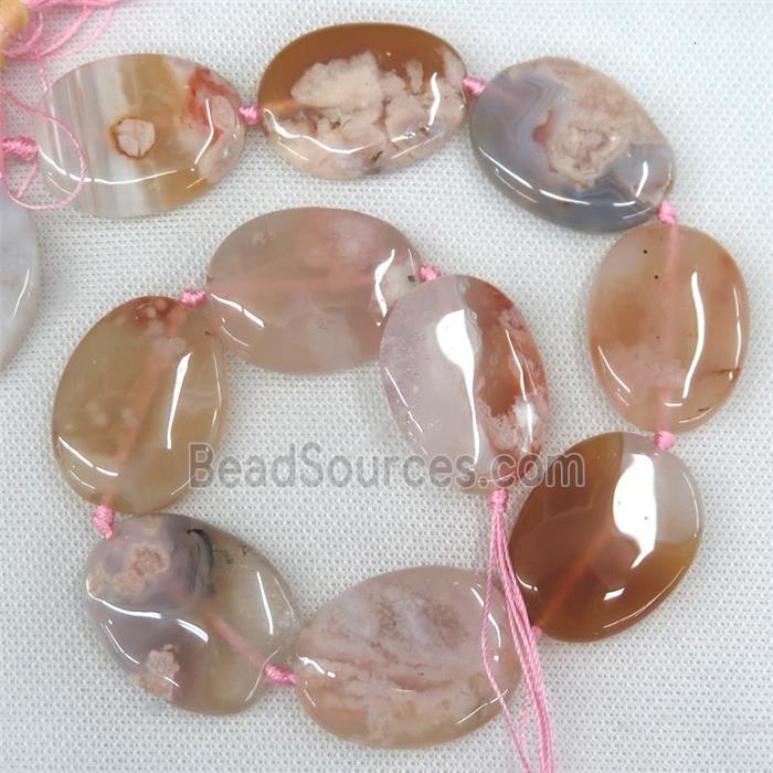 pink Cherry Agate slab beads, freeform