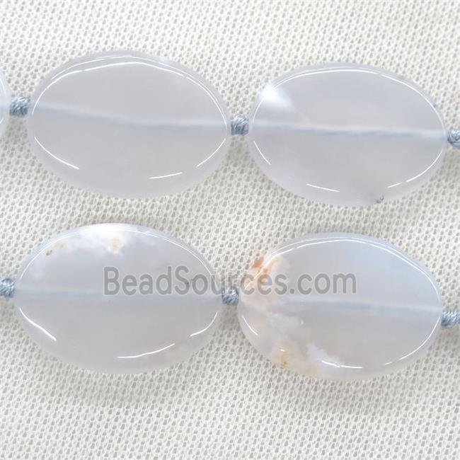 blue Chalcedony Agate oval beads