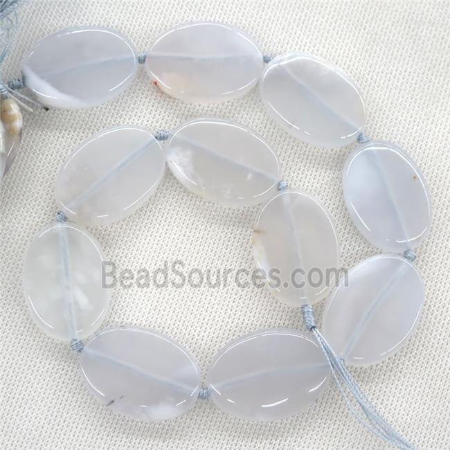 blue Chalcedony Agate oval beads