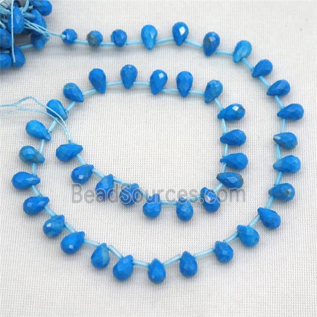 blue Turquoise Beads, faceted teardrop, top-drilled