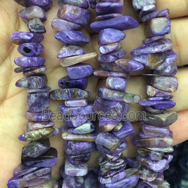 Natural Charoite Chip Beads Freeform Purple