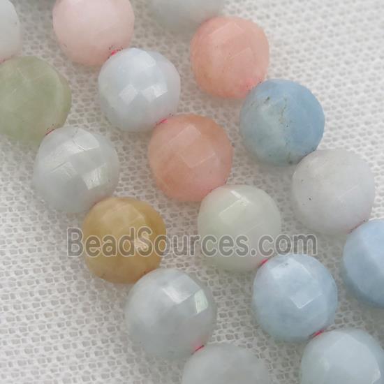 Morganite Beads, multi-color, faceted round