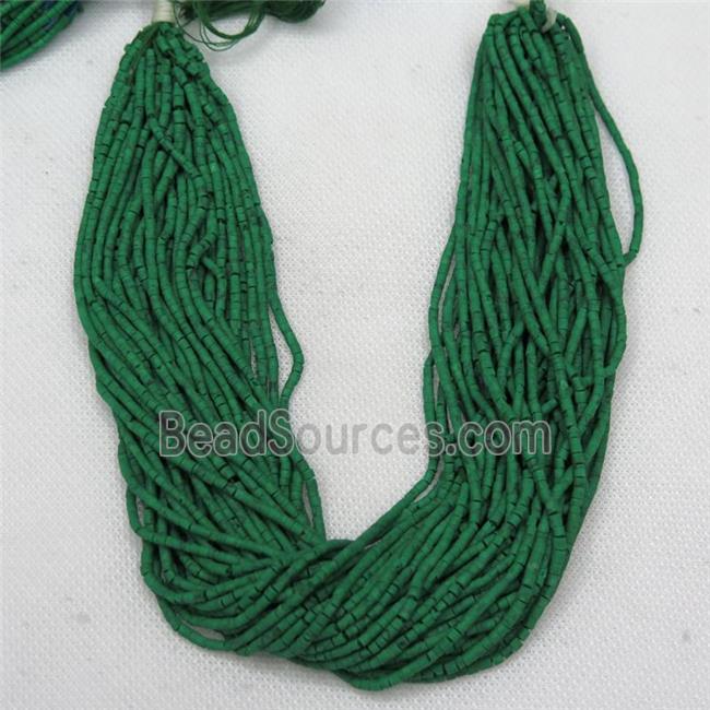 tiny synthetic turquoise tube beads, green