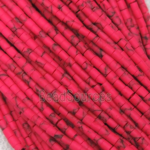 tiny red synthetic turquoise tube beads