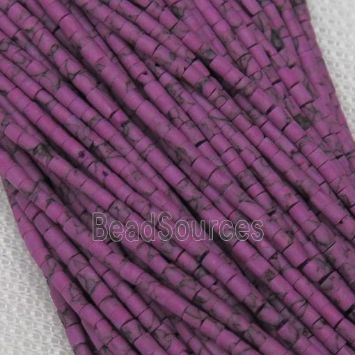 tiny synthetic purple turquoise tube beads