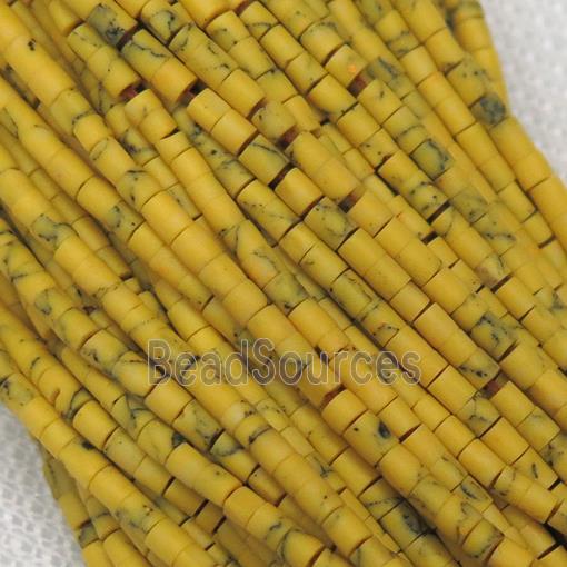 tiny yellow synthetic turquoise tube beads