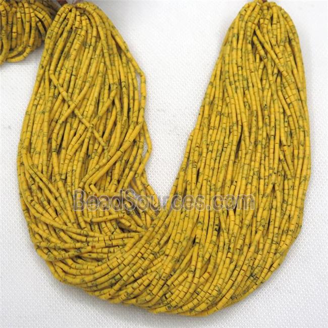 tiny yellow synthetic turquoise tube beads