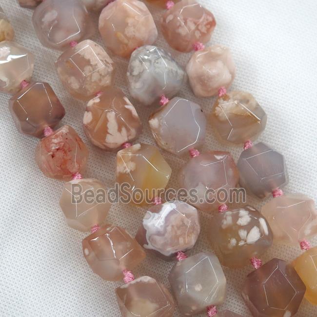 pink Cherry Agate beads, faceted round