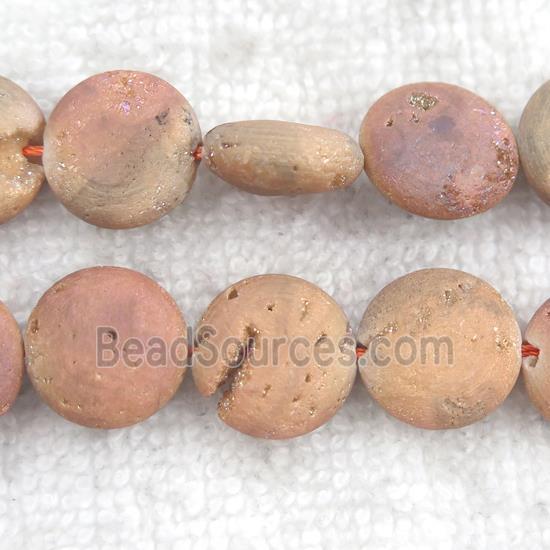 champagne Druzy Agate circle beads