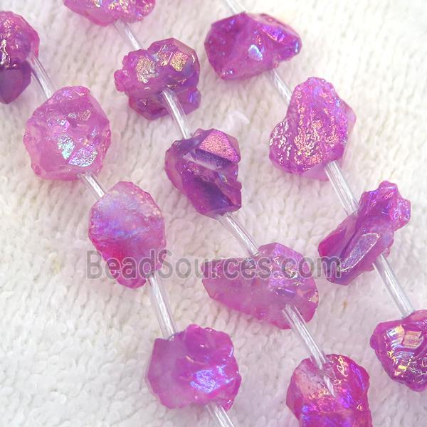 hotpink Crystal Quartz chip beads