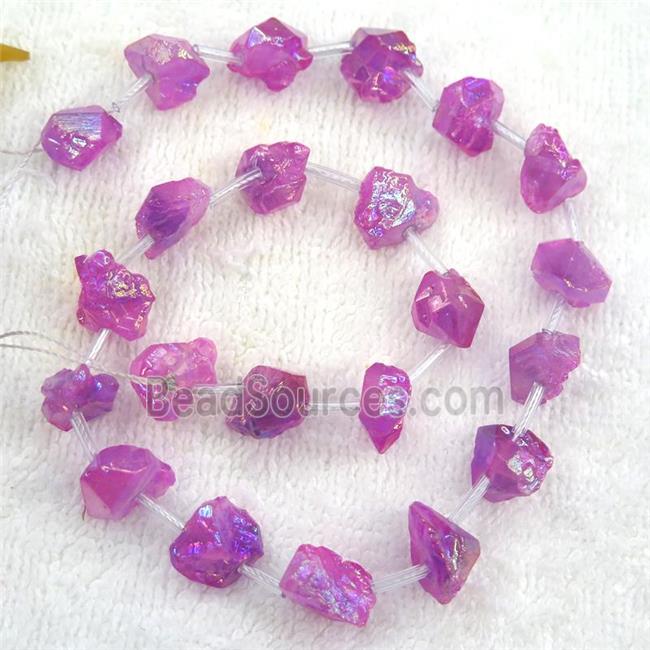 hotpink Crystal Quartz chip beads