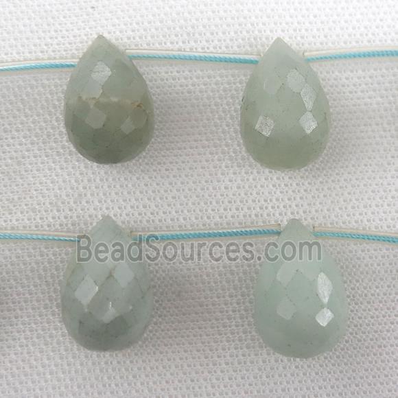 Amazonite Beads, faceted teardrop, topdrilled