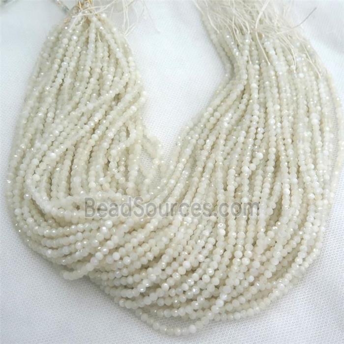 tiny faceted rondelle white MoonStone beads, A-grade