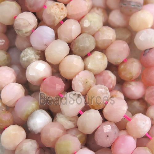 Pink Opal Beads, faceted rondelle