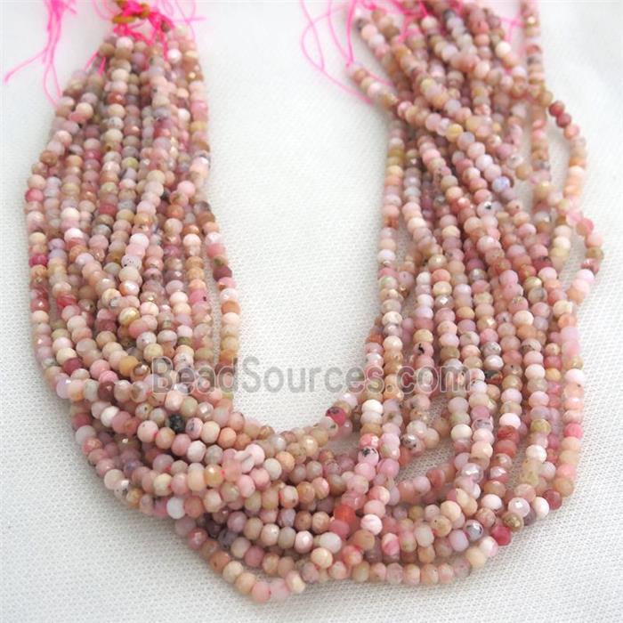 Pink Opal Beads, faceted rondelle