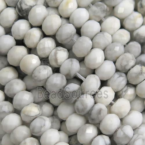 tiny white Howlite Turquoise beads, faceted rondelle