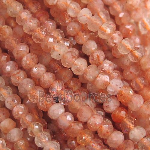 orange SunStone Beads, faceted rondelle