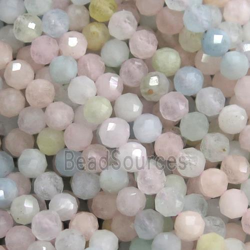 tiny Morganite Beads, faceted round, multi color