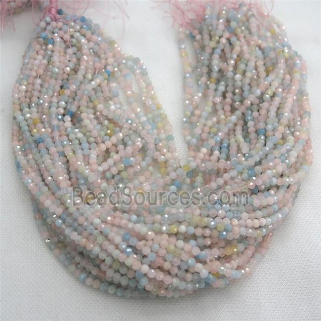 tiny Morganite Beads, faceted round, multi color