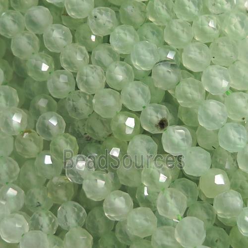 tiny Prehnite Seed Beads, green, faceted round