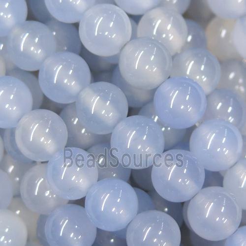 round Chalcedony beads, light blue