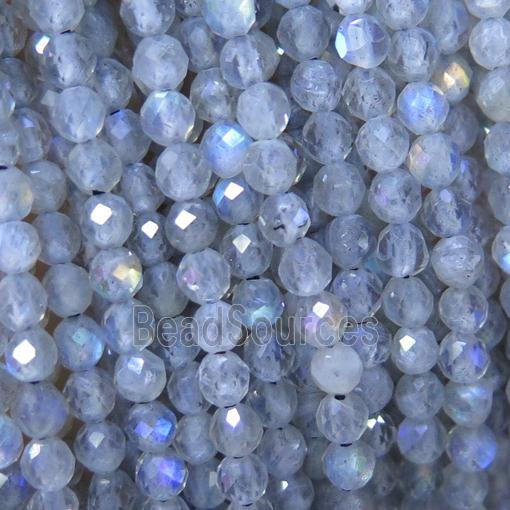 Labradorite beads, faceted round, AA-grade