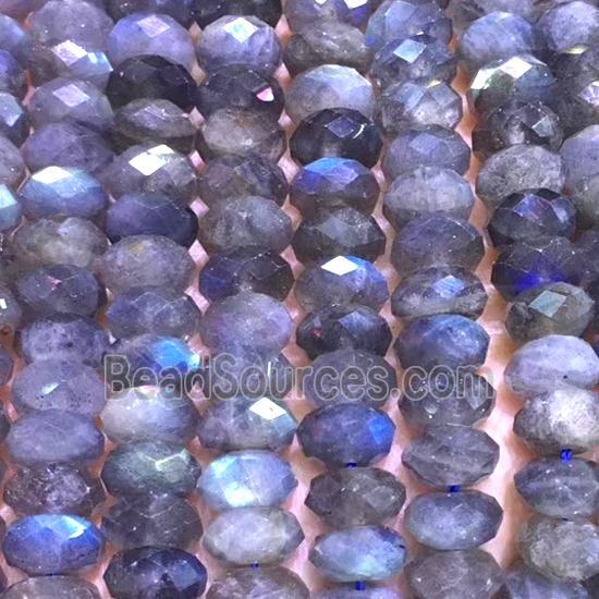 natural Labradorite beads, faceted rondelle, AA-grade