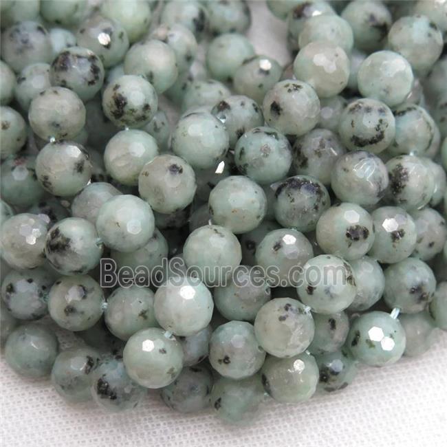 Sesame Kiwi Jasper Beads, faceted round, A grade