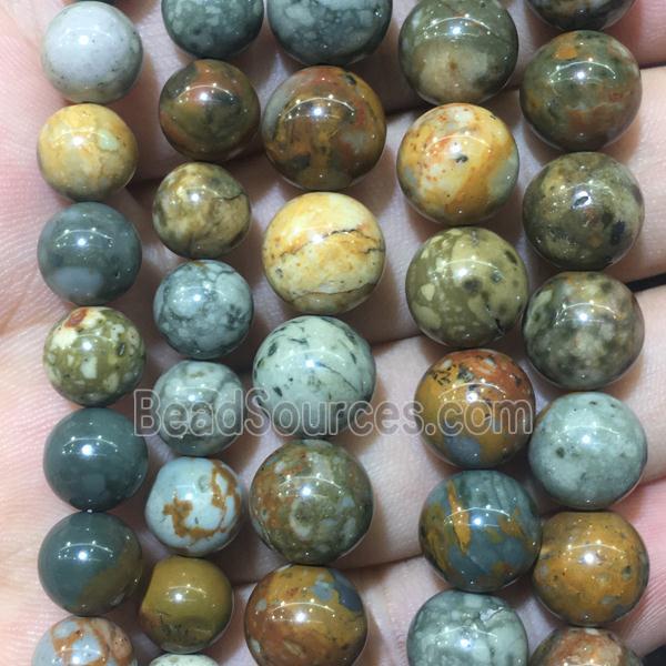 natural Oregon Picture Jasper beads, round